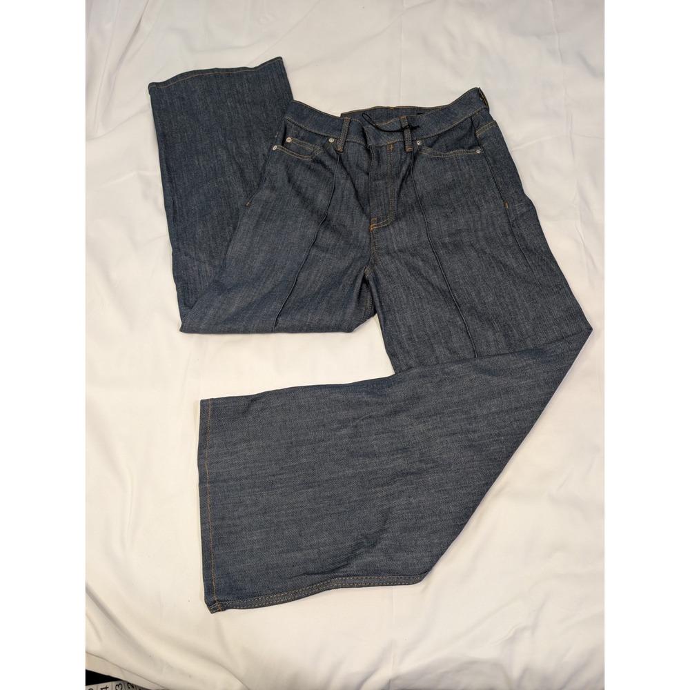 Zara ZW Refined Womens 6 Jeans High Rise Wide Leg Front Seam Dark Wash Pants NWT
